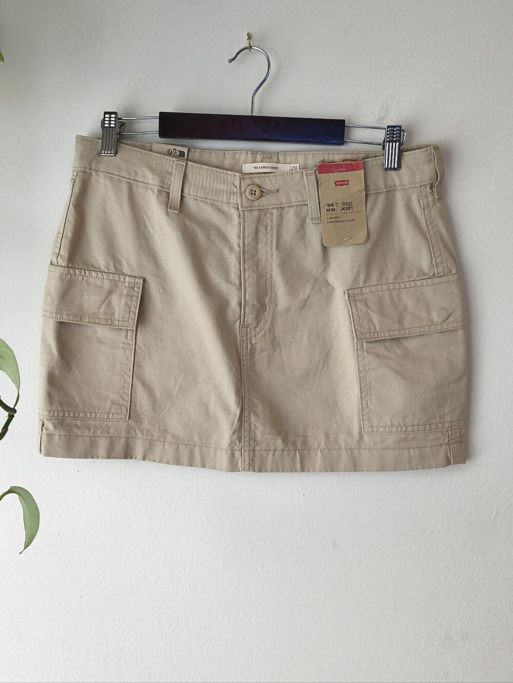 NWT Levi's '94 Cargo Mini Skirt Tan Beige Size 29 Mid Rise Utility